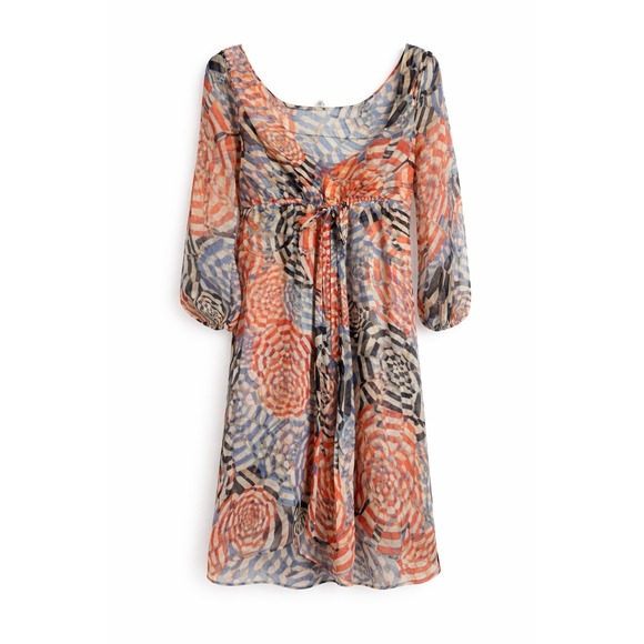 Diane Von Furstenberg Silk Dress Red Cream Blue - Picture 2 of 7